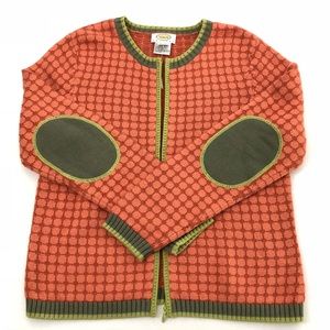 Talbots Orange and Olive Green Knit Cardigan Sweater